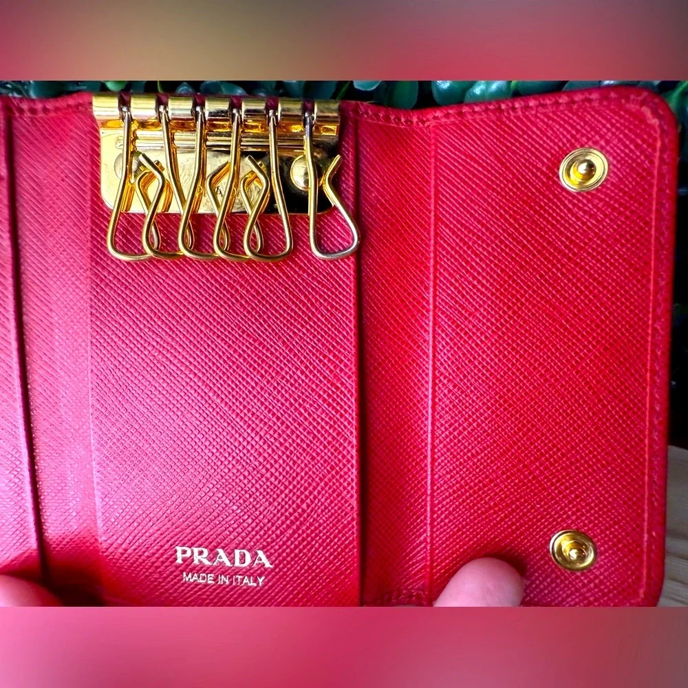 Prada Saffiano Leather Red Key Holder Wallet - Picture 4 of 10